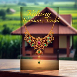 An enchanting book cover design for a story titled 'Kalung Warisan Nenek'