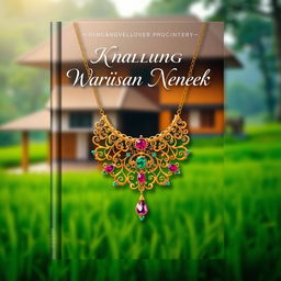 An enchanting book cover design for a story titled 'Kalung Warisan Nenek'