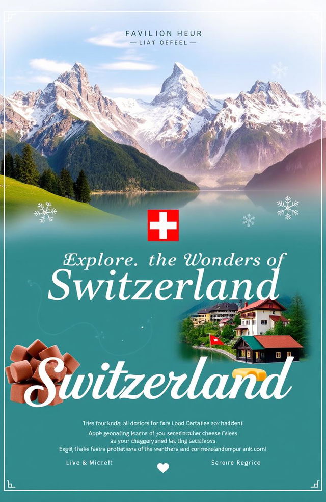 An elegant travel agency cover page promoting Switzerland as a destination