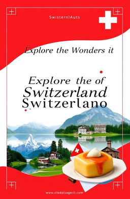 An elegant travel agency cover page promoting Switzerland as a destination