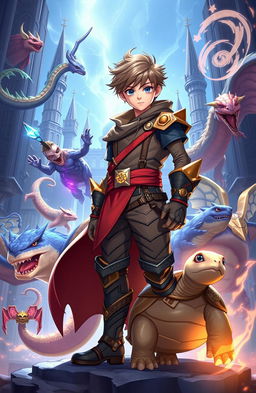 In the vibrant world of Blue Star, a magical realm where technology and sorcery coexist, a young monster tamer named Kael stands tall, showcasing his determination and passion