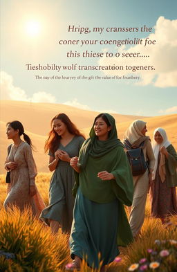 A serene and uplifting scene depicting a diverse group of people journeying together, representing unity and hope, embodying the principles of transformative formation