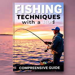 A captivating book cover for 'Fishing Techniques with a Rod: A Comprehensive Guide'
