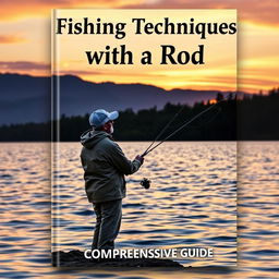 A captivating book cover for 'Fishing Techniques with a Rod: A Comprehensive Guide'