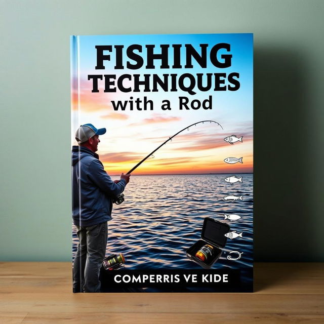 A captivating book cover for 'Fishing Techniques with a Rod: A Comprehensive Guide'