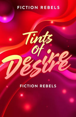 A vibrant and abstract album cover showcasing 'Tints Of Desire' by Fiction Rebels, featuring a bold color palette with shades of red, purple, and gold to represent passion and excitement