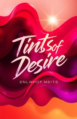 A vibrant and abstract album cover showcasing 'Tints Of Desire' by Fiction Rebels, featuring a bold color palette with shades of red, purple, and gold to represent passion and excitement