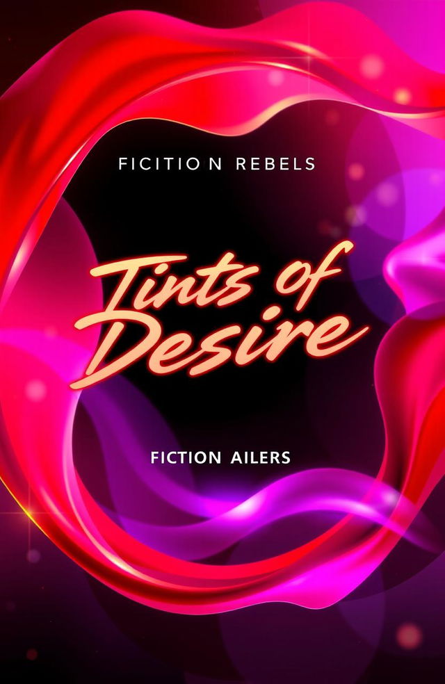 A vibrant and abstract album cover showcasing 'Tints Of Desire' by Fiction Rebels, featuring a bold color palette with shades of red, purple, and gold to represent passion and excitement