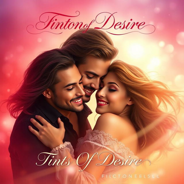 A romantic and passionate album cover for 'Tints Of Desire' by Fiction Rebels, showcasing a loving couple in an intimate embrace, reflecting deep affection and connection