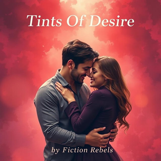 A heartfelt album cover for 'Tints Of Desire' featuring a loving couple in an affectionate pose, exuding warmth and passion