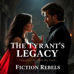 A dramatic, emotional scene depicting a couple in a love-hate relationship inspired by 'The Tyrant's Legacy' by Fiction Rebels