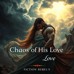 An intense and passionate scene illustrating the obsession of a male lead in a relationship, inspired by 'Chaos Of His Love' by Fiction Rebels
