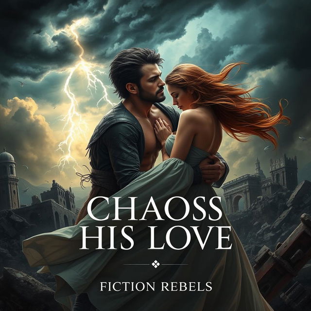 An intense and passionate scene illustrating the obsession of a male lead in a relationship, inspired by 'Chaos Of His Love' by Fiction Rebels