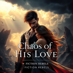An intense and passionate scene illustrating the obsession of a male lead in a relationship, inspired by 'Chaos Of His Love' by Fiction Rebels
