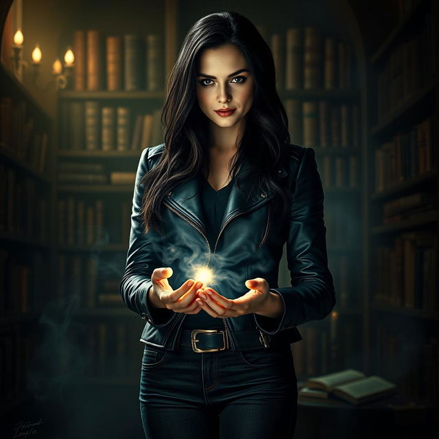 A striking scene featuring the daughter of Crowley from Supernatural, portrayed as a powerful and enigmatic figure