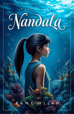 A book cover for 'NANDALA', set against a deep ocean background reflecting the beauty of the sea