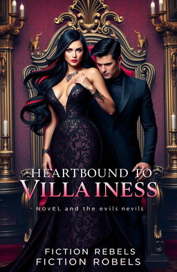 A powerful and captivating portrait of a sophisticated villainess, exuding charisma and strength, standing confidently in an opulent throne room adorned with elegant decor