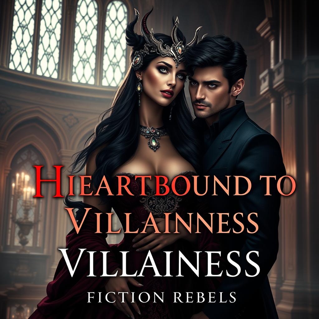 An evocative scene depicting a captivating villainess, radiating confidence and allure in a grand castle setting