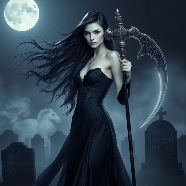 A captivating image of the Daughter of Death from Supernatural, envisioned as an ethereal and powerful figure