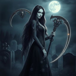 A captivating image of the Daughter of Death from Supernatural, envisioned as an ethereal and powerful figure