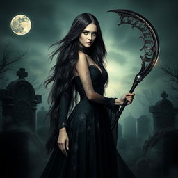 A captivating image of the Daughter of Death from Supernatural, envisioned as an ethereal and powerful figure