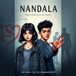 A compelling novel cover for 'NANDALA', showcasing a modern teenage girl who conveys a blend of vulnerability and resilience