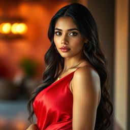 A stunning young woman with a beautiful face, showcasing her massive breasts and thin hourglass waist