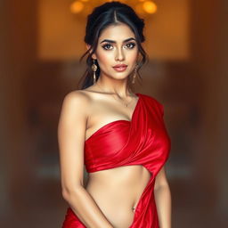 A gorgeous young woman with a beautiful face, featuring massive breasts and a thin hourglass waist