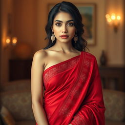 A captivating young woman with a beautiful face, showcasing massive breasts and a thin hourglass waist