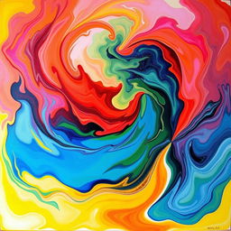 An abstract representation of feelings, showcasing swirling colors and forms that evoke a range of emotions