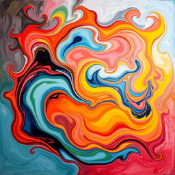 An abstract representation of feelings, showcasing swirling colors and forms that evoke a range of emotions