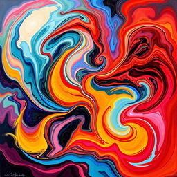 An abstract representation of feelings, showcasing swirling colors and forms that evoke a range of emotions