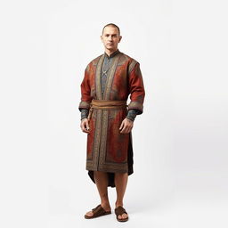 A full body shot of Eminem, the famous rapper, wearing traditional Safavid Empire clothing