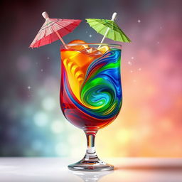 An imaginative and colorful abstract representation of an 'emotion cocktail', where various emotions are symbolically blended together in a vibrant drink