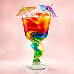 An imaginative and colorful abstract representation of an 'emotion cocktail', where various emotions are symbolically blended together in a vibrant drink
