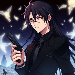 An anime-style illustration for a series titled 'The Spirit Inside You', featuring a male character with striking black long hair cascading down his shoulders