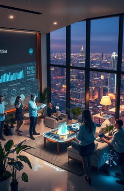 A futuristic scene depicting context-aware computing technology integrated into everyday life