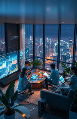 A futuristic scene depicting context-aware computing technology integrated into everyday life
