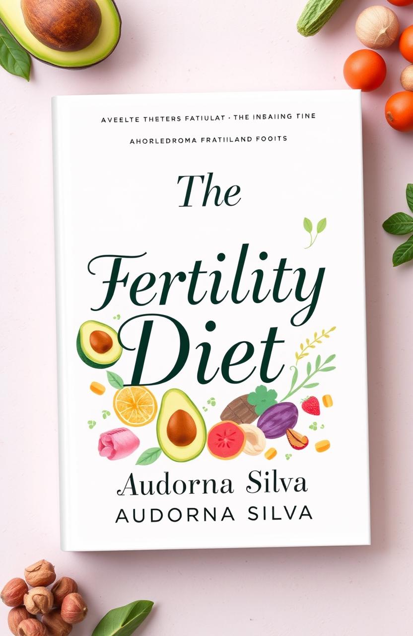 A stylized book cover design for 'The Fertility Diet' by Aurora Silva, featuring a vibrant and appealing layout