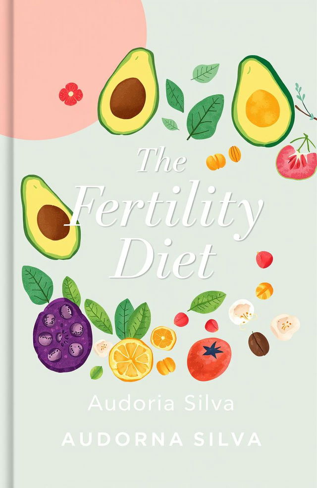 A stylized book cover design for 'The Fertility Diet' by Aurora Silva, featuring a vibrant and appealing layout