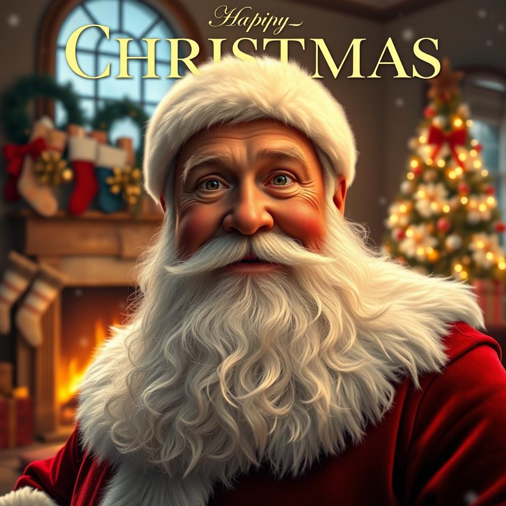 A realistic Christmas movie poster featuring Santa Claus in a cinematic style