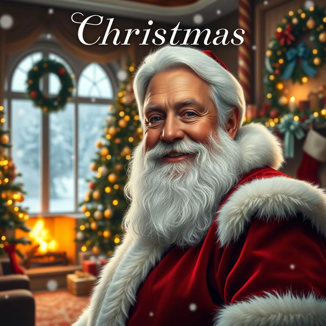 A realistic Christmas movie poster featuring Santa Claus in a cinematic style