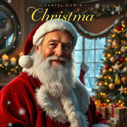 A realistic Christmas movie poster featuring Santa Claus in a cinematic style