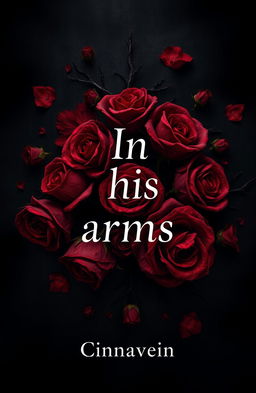 A hauntingly beautiful design featuring intricate patterns of bloody roses intertwined with sharp thorns, all set against a dark, moody background