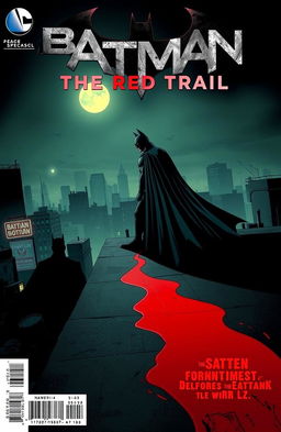 A dark and gritty graphic novel cover titled 'Batman: The Red Trail'