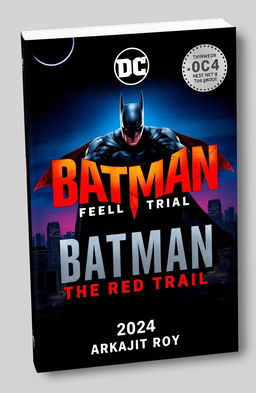 A captivating book cover design for 'Batman: The Red Trail' written by Arkajit Roy