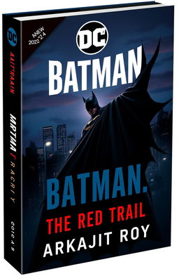 A captivating book cover design for 'Batman: The Red Trail' written by Arkajit Roy
