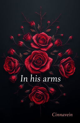 A stunning design featuring intricate patterns made of bloody roses and sharp thorns, set against a dark, moody background