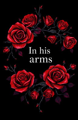 A stunning design featuring intricate patterns made of bloody roses and sharp thorns, set against a dark, moody background