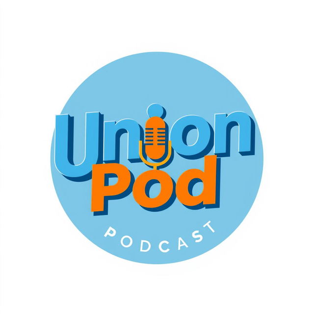 A modern and sleek logo design for a podcast titled 'Union Pod'